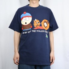 画像2: 90's SOUTH PARK "OH MY GOD! THEY KILLED KENNY!" キャラクタープリントTシャツ NAVY L (2)