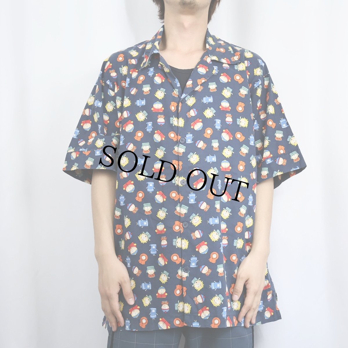 画像3: 2000's SOUTH PARK キャラクター総柄 コットンオープンカラーシャツ L (3)