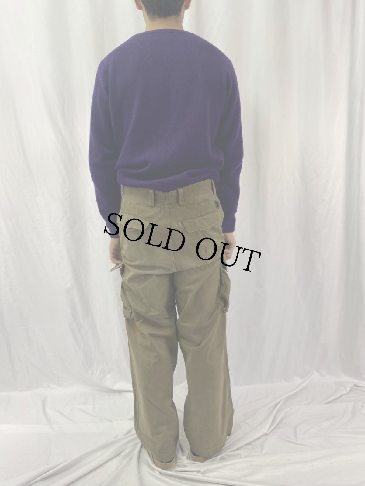 画像4: 50〜60's FRENCH ARMY M-47移行期 ヘリンボーンツイル カーゴパンツ W31 (4)