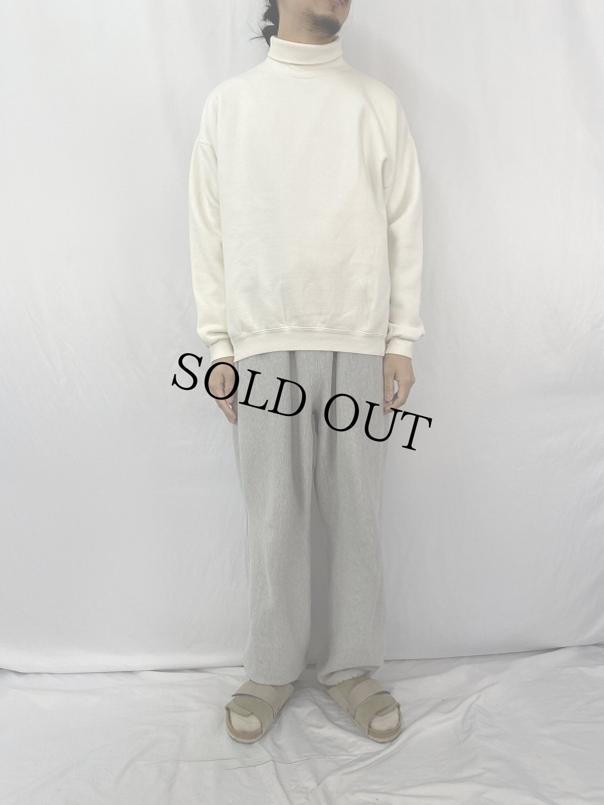 画像2: PLUMA USA製 無地 タートルネックスウェット L (2)