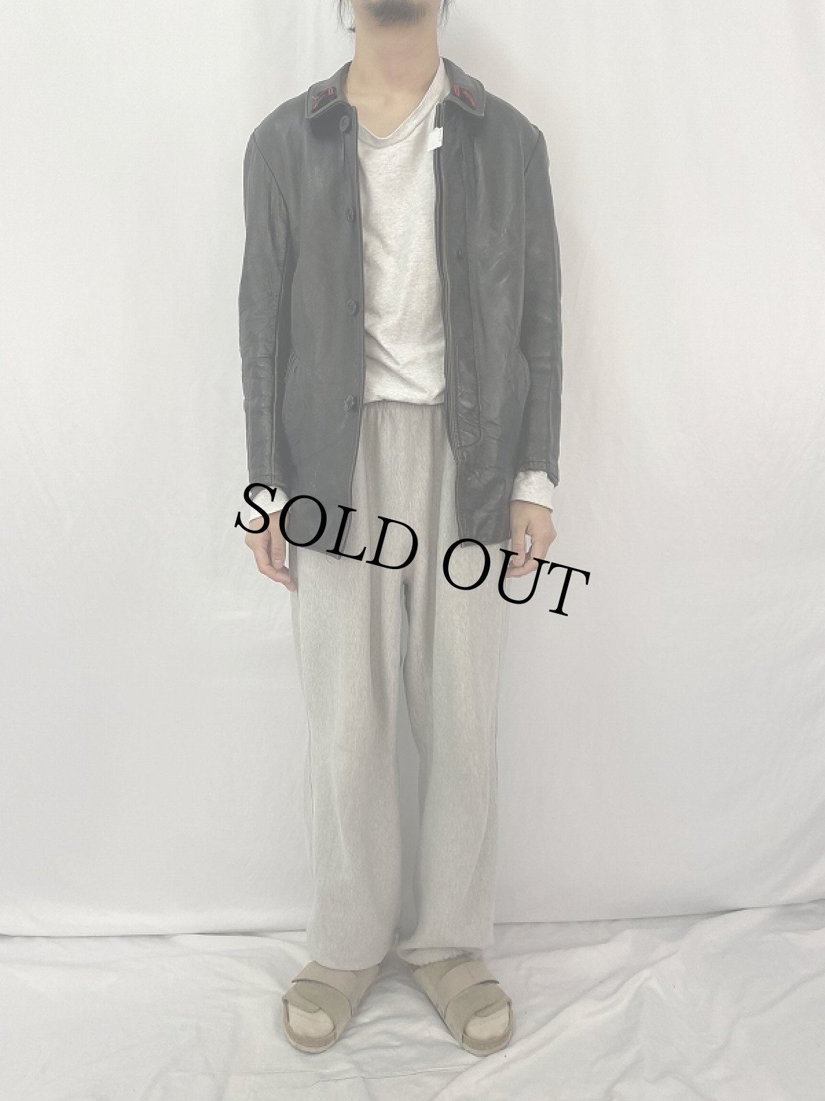 画像2: 50〜60's FRENCH ファイヤーマン レザージャケット (2)