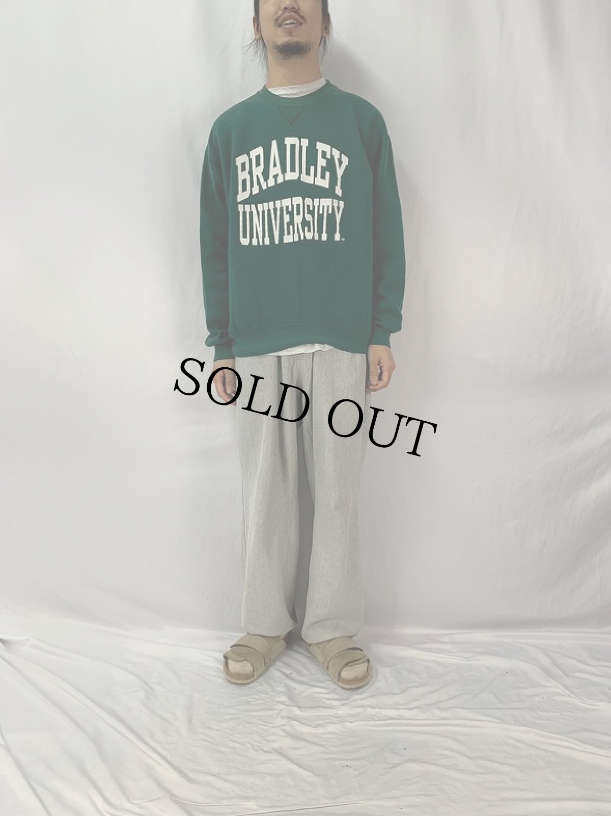 画像2: 80〜90's "BRADLEY UNIVERSITY" 前V プリントスウェット L (2)