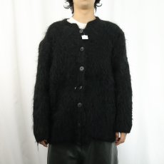 画像2: シャギーニットカーディガン BLACK (2)