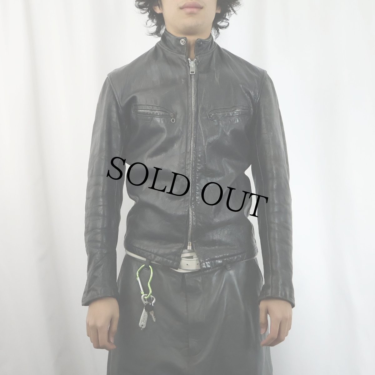 画像2: 60〜70's STEERHIDE キルティングライナー シングルライダースジャケット (2)