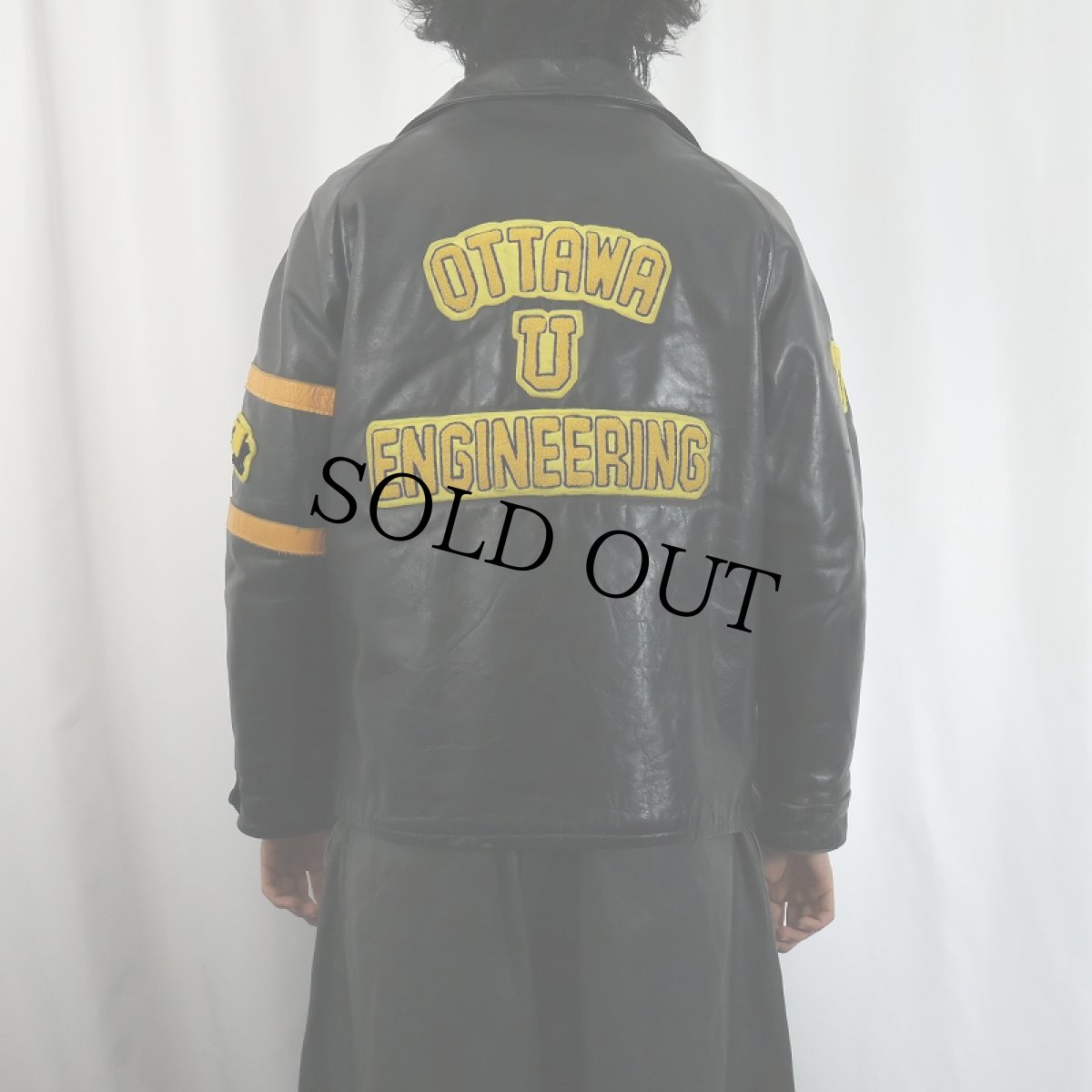 画像4: 70〜80's ROLLY SARAULT パッチ付き キルティングライナー レザースタジャン SIZE38 (4)