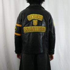 画像4: 70〜80's ROLLY SARAULT パッチ付き キルティングライナー レザースタジャン SIZE38 (4)