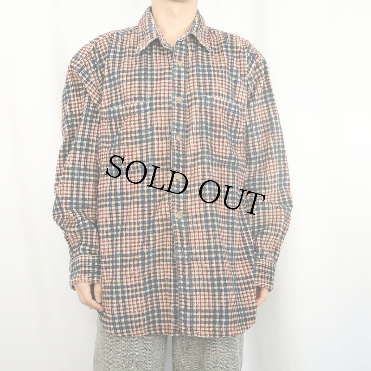 画像2: 90's Fieldmaster チェック柄 プリントコーデュロイシャツ XL (2)