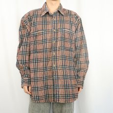 画像2: 90's Fieldmaster チェック柄 プリントコーデュロイシャツ XL (2)