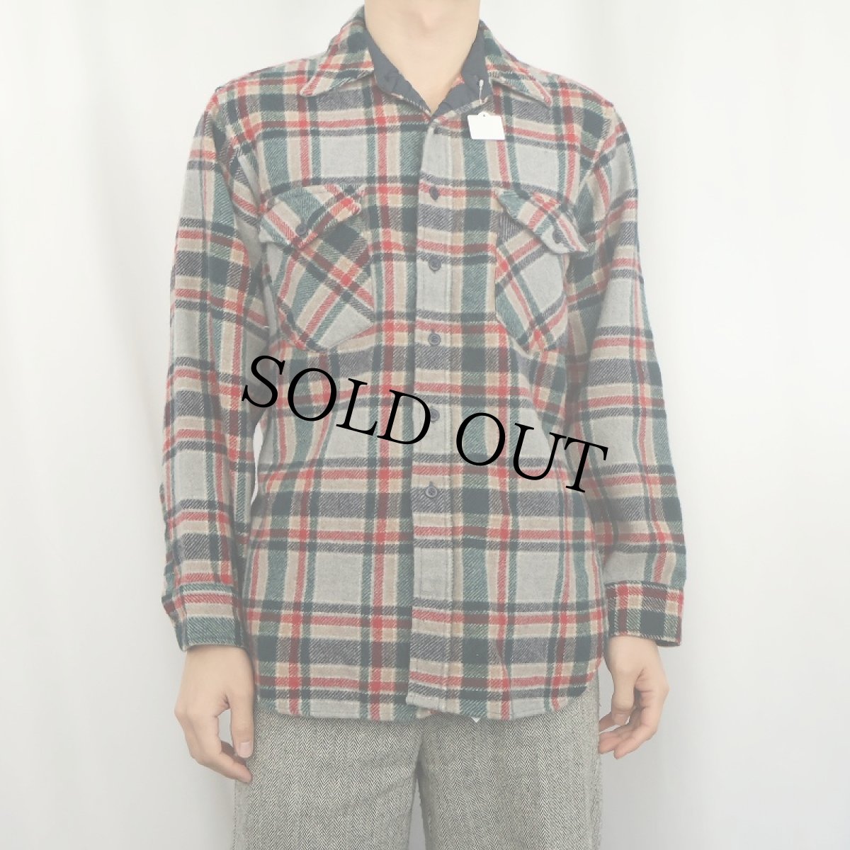 画像2: 70's PENDLETON×OUTDOORSMAN USA製 チェック柄 ウールシャツ L (2)