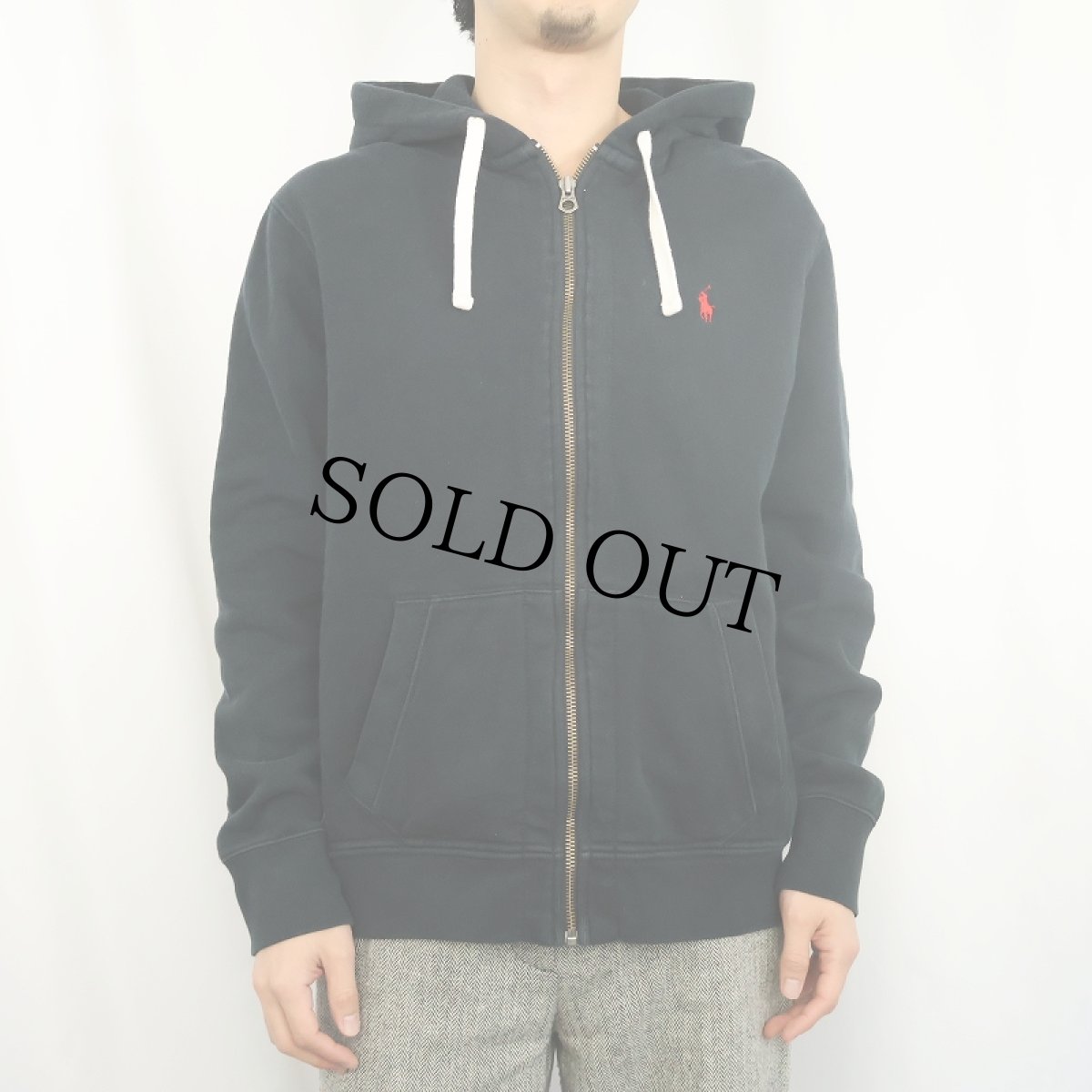 画像2: POLO Ralph Lauren REVERSE WEAVE TYPE ロゴ刺繍 裏サーマル スウェットジップパーカー BLACK L (2)