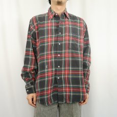 画像2: 80〜90's L.L.Bean USA製 タータンチェック柄 ライトネルシャツ L (2)