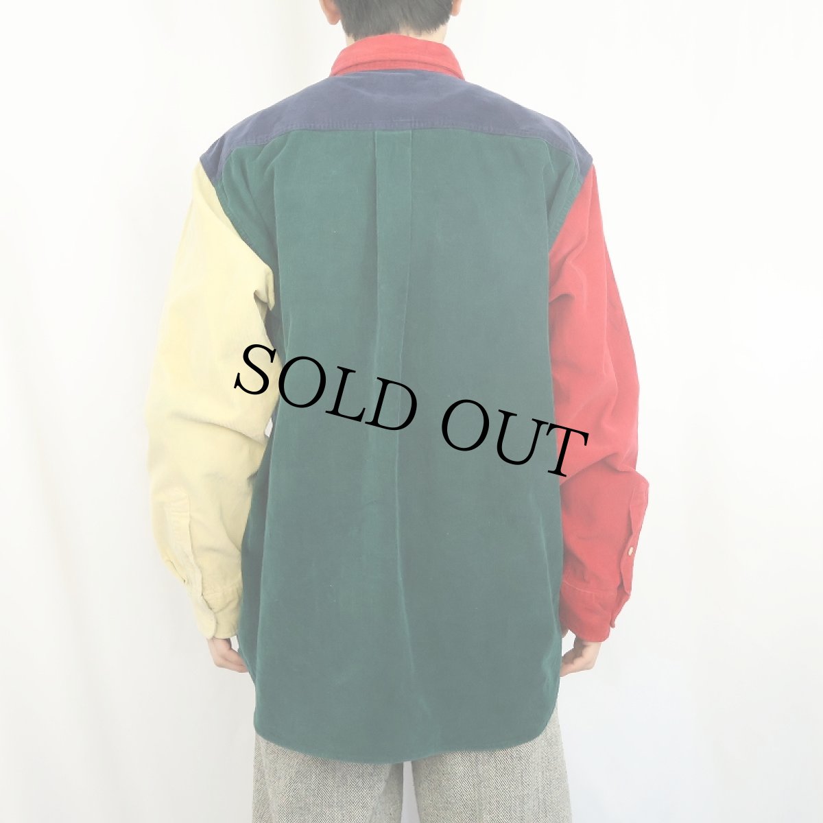 画像3: 90's J.CREW クレイジーパターン コーデュロイボタンダウンシャツ L (3)