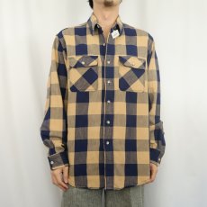 画像2: 70〜80's Eddie Bauer USA製 ブロックチェック柄 ヘビーネルシャツ L (2)