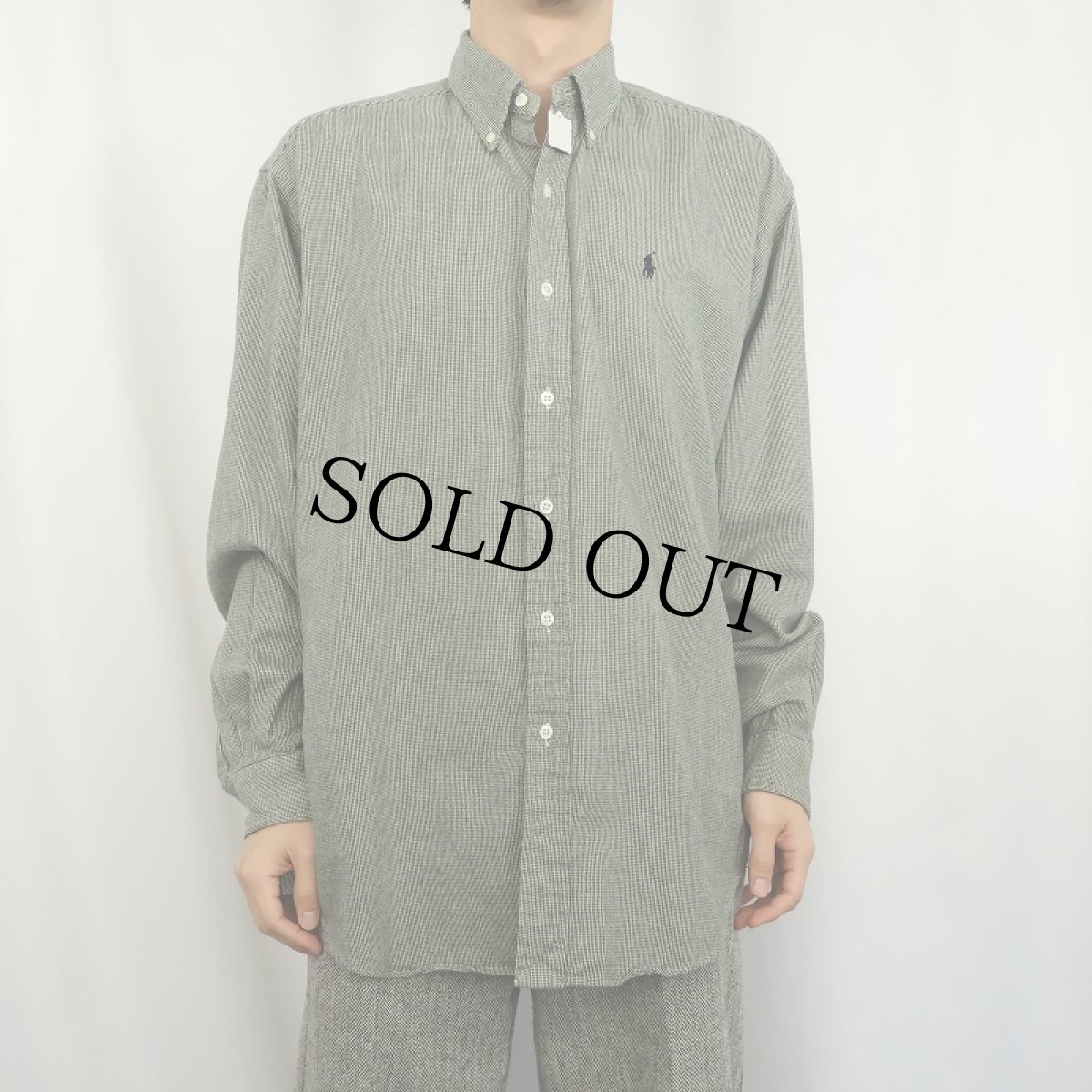 画像2: Ralph Lauren "BLAIRE" 千鳥格子柄 コットンボタンダウンシャツ M (2)