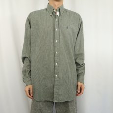 画像2: Ralph Lauren "BLAIRE" 千鳥格子柄 コットンボタンダウンシャツ M (2)