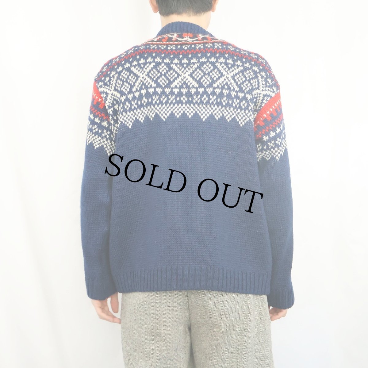 画像3: 80's〜 FJORD FASHION ノルディック柄 ウールニットカーディガン SIZE48 (3)