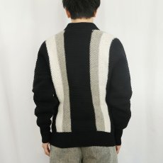 画像3: 60's CAMPUS USA製 切り替えデザイン ラムウール×ナイロン ニットカーディガン S (3)