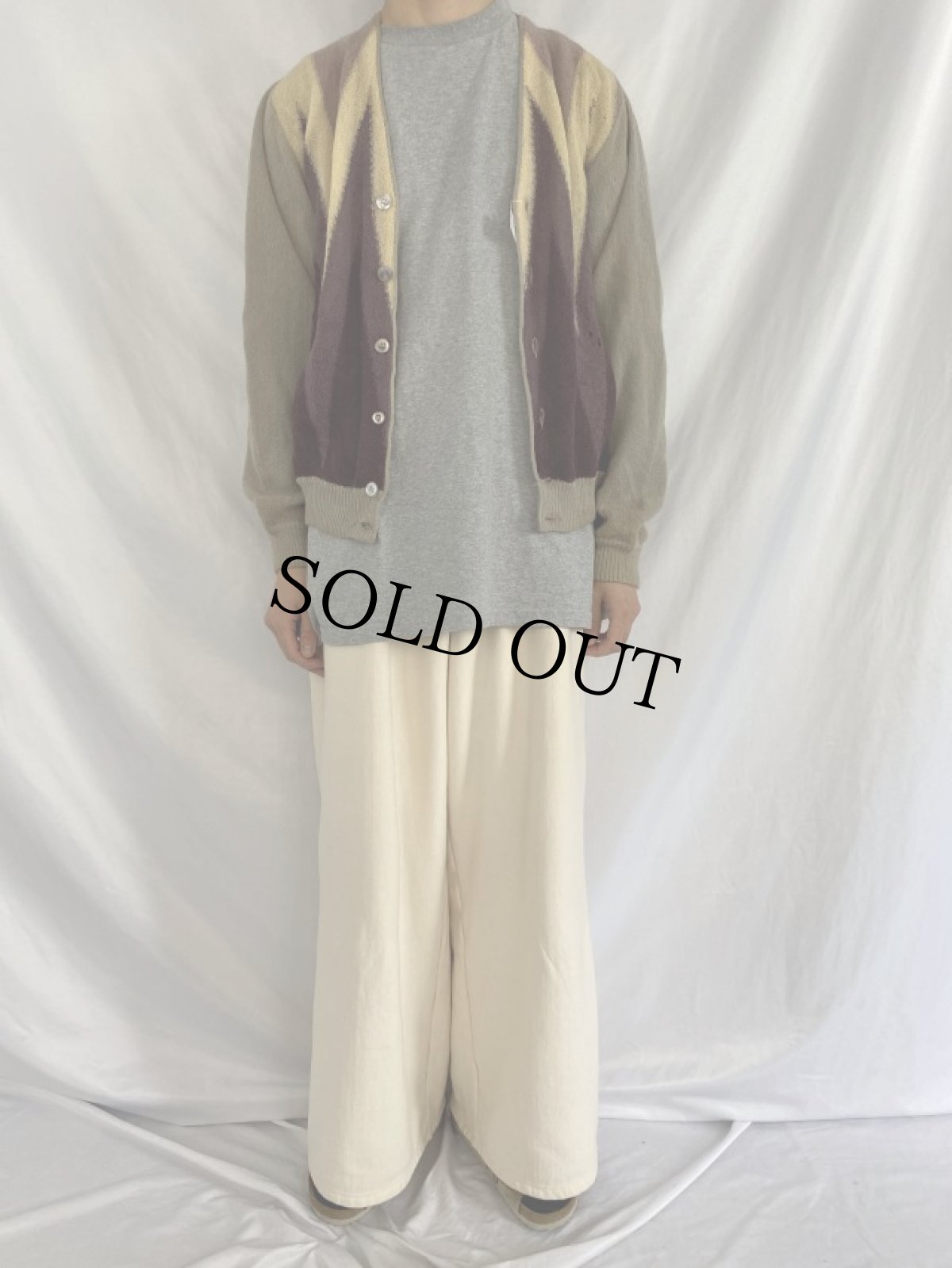 画像2: 60's アルパカウール ニットカーディガン (2)