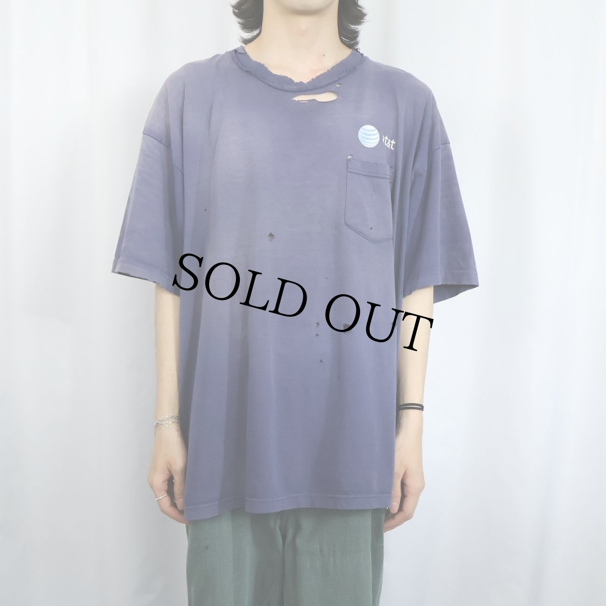 画像3: 90's AT&T  情報通信企業 ロゴプリントTシャツ NAVY 2XL (3)