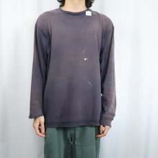 画像2: 90's〜 無地 ロンＴ NAVY (2)