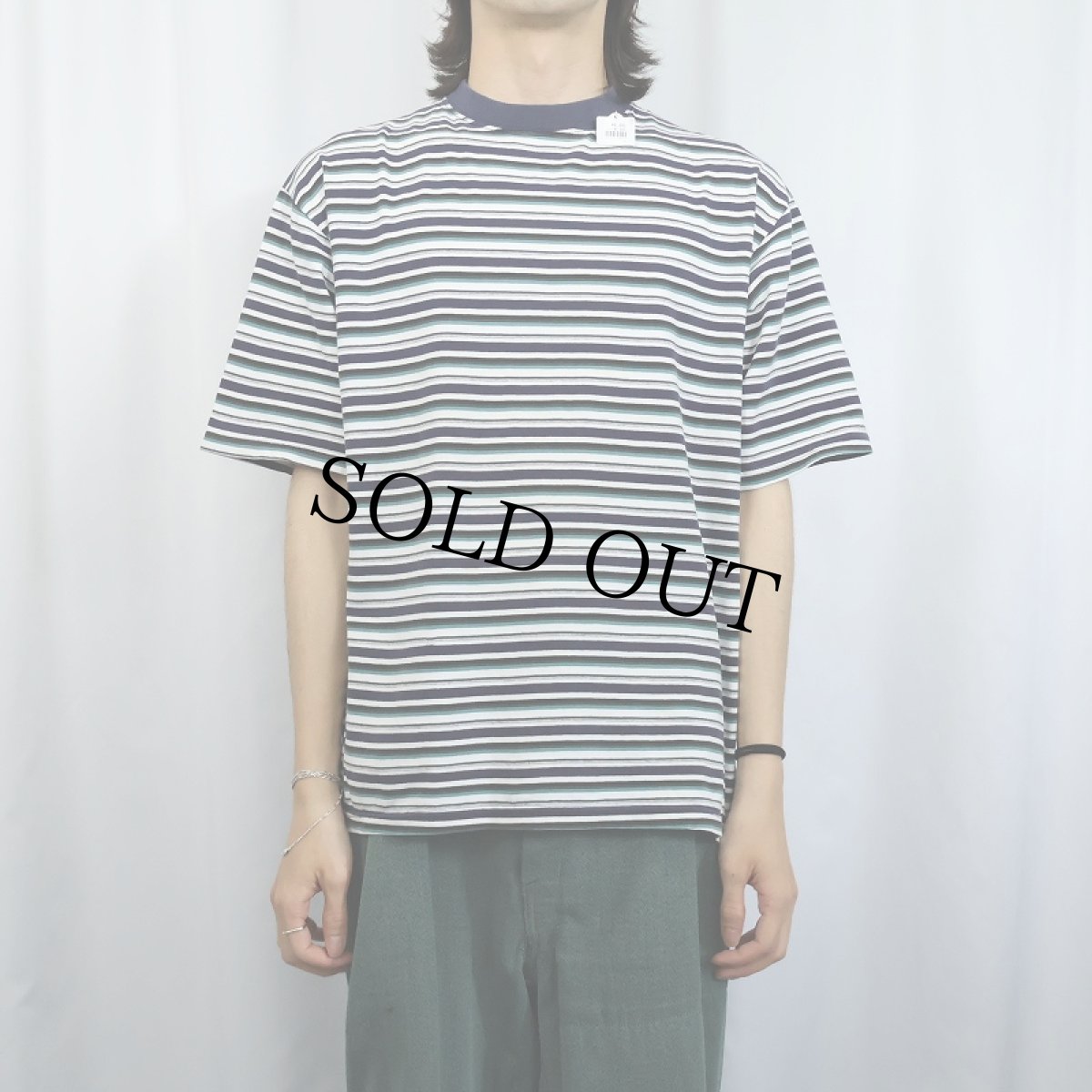 画像2: 90's〜 マルチボーダー柄 Tシャツ (2)