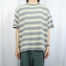 画像2: 90's DOCKERS マルチボーダー柄 Tシャツ L (2)