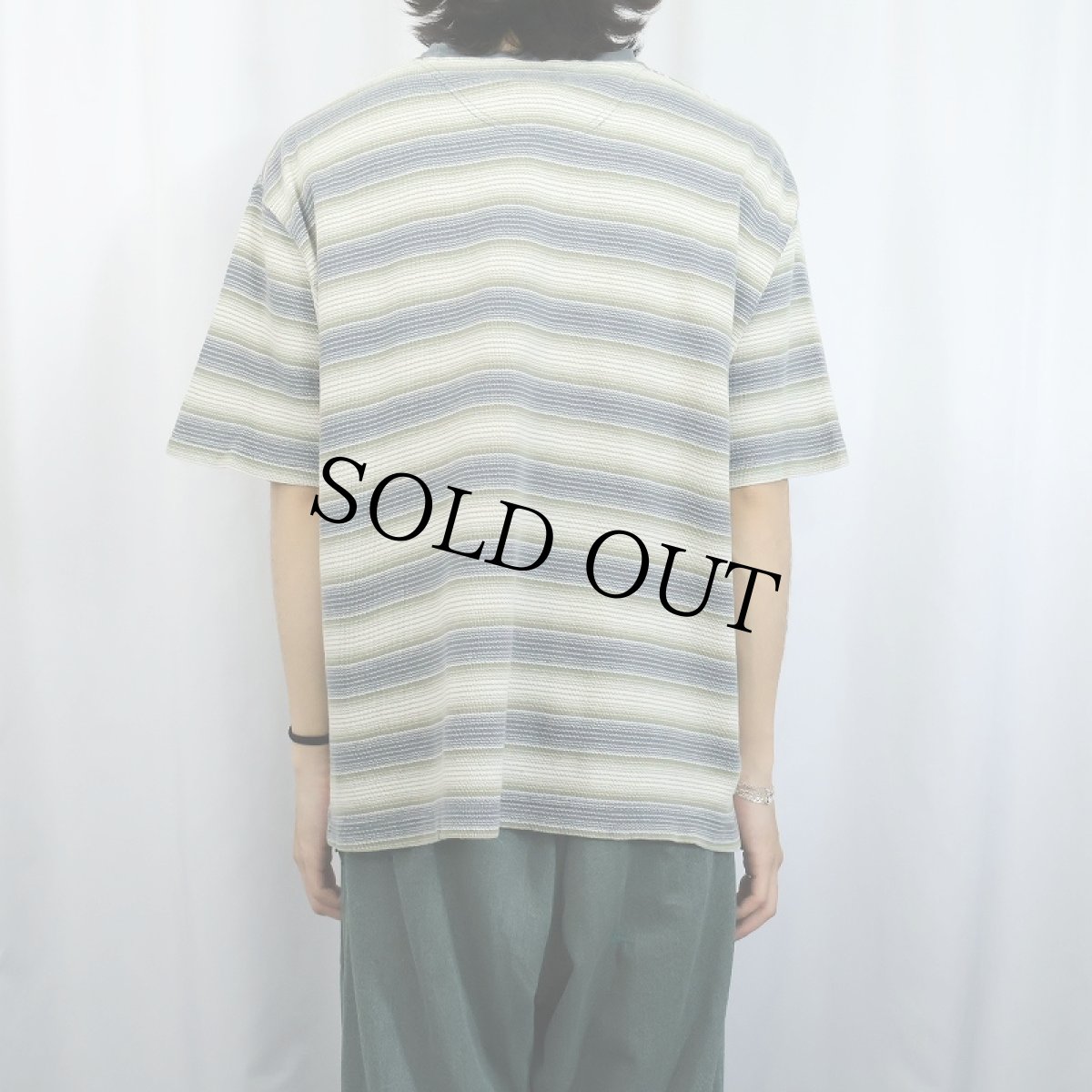 画像3: 90's DOCKERS マルチボーダー柄 Tシャツ L (3)