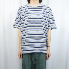 画像2: 90's COUNTY SEAT USA製 マルチボーダー柄 Tシャツ M (2)