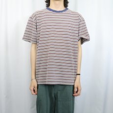 画像2: 90's HOME GROWN USA製 マルチボーダー柄 Tシャツ L (2)