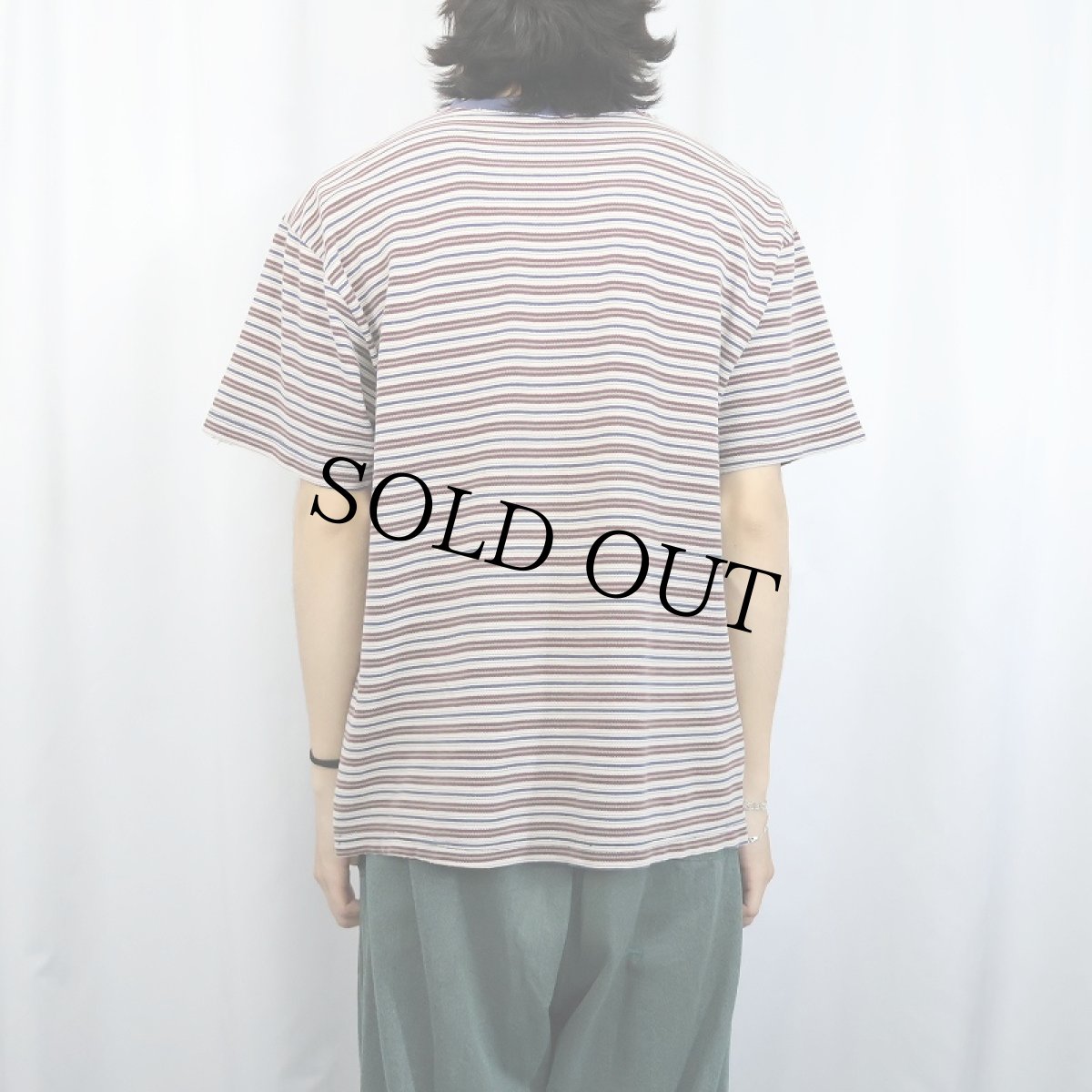 画像3: 90's HOME GROWN USA製 マルチボーダー柄 Tシャツ L (3)
