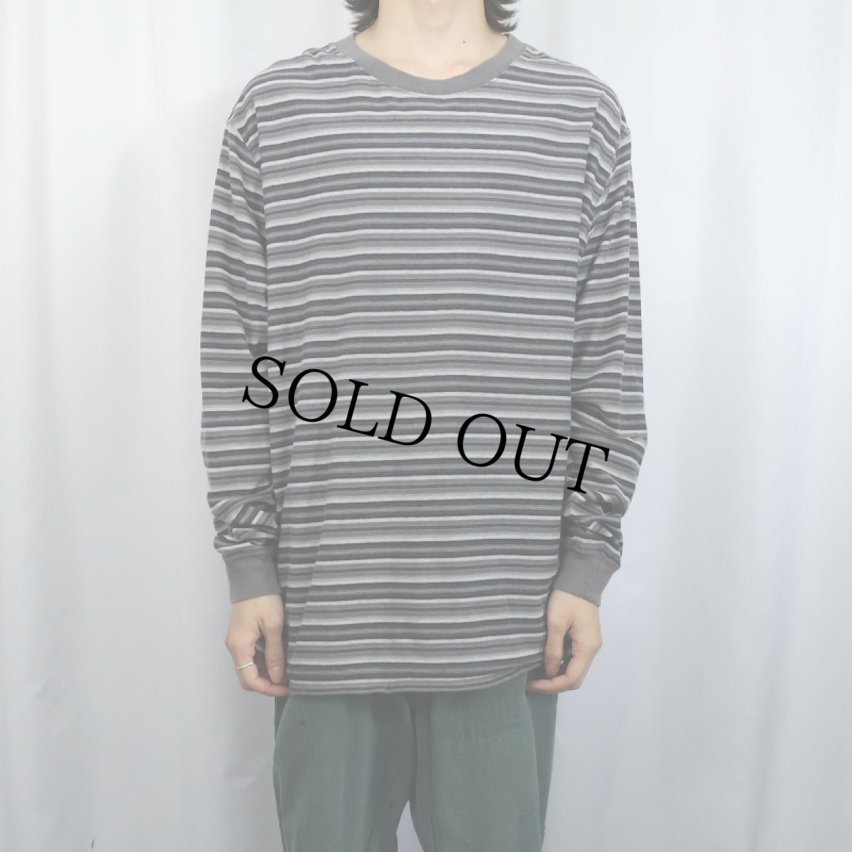 画像2: 90's LANDS' END "SUPER T" マルチボーダー柄 ロンT XL (2)
