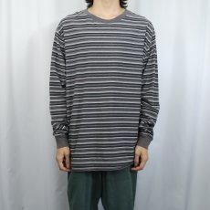 画像2: 90's LANDS' END "SUPER T" マルチボーダー柄 ロンT XL (2)