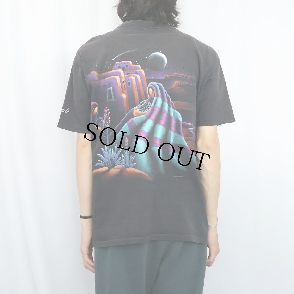 画像4: 90's HABITAT XCIV USA製 "Colorado" アートプリントTシャツ BLACK L (4)