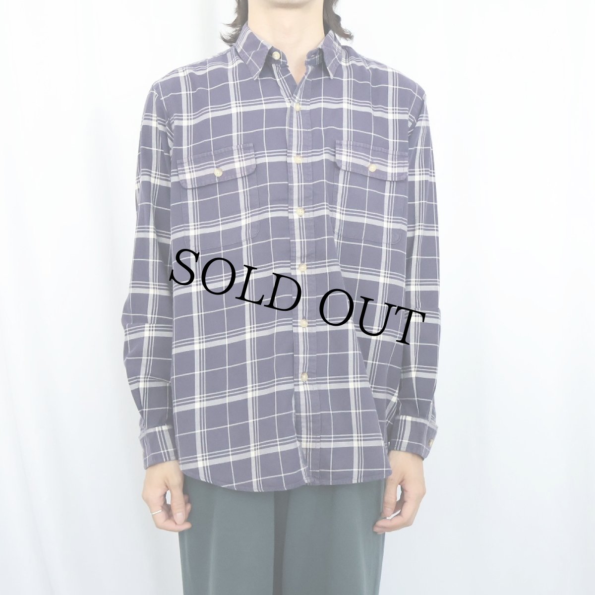 画像2: POLO Ralph Lauren チェック柄 コットンシャツ NAVY L (2)
