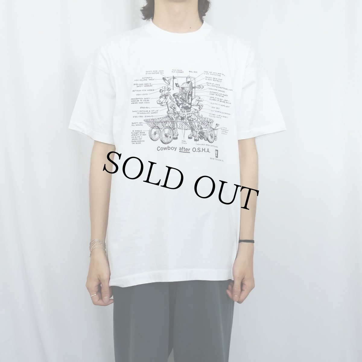 画像2: 90's Moran Associates, Inc. USA製 "Cowboy after O.S.H.A." イラストプリントTシャツ XL (2)