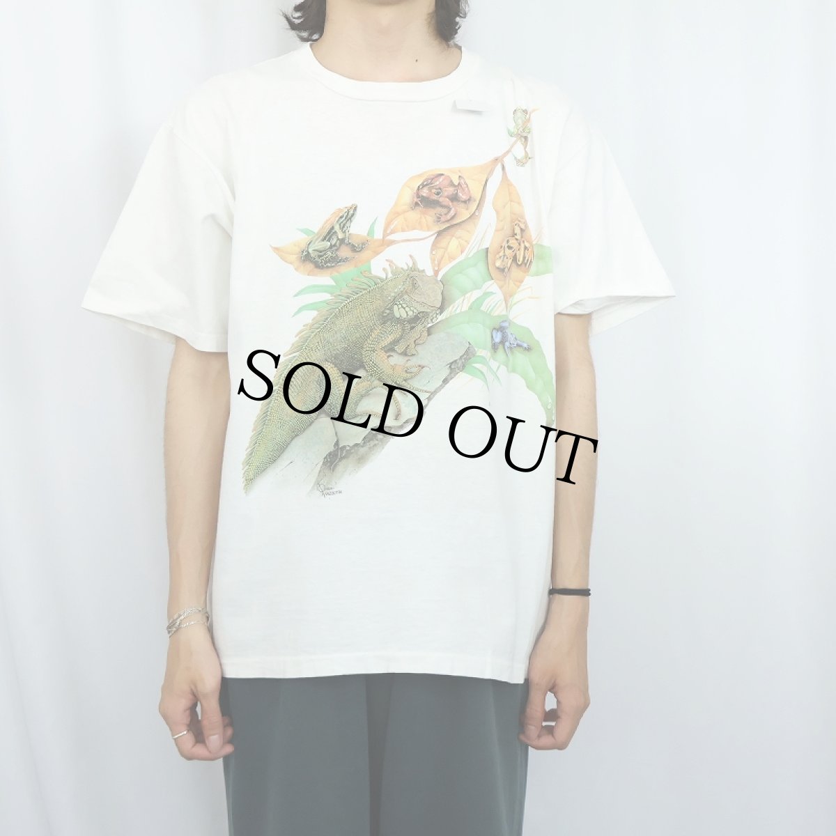 画像2: 90's KONDA-MAZZOTTA カエルプリントTシャツ (2)