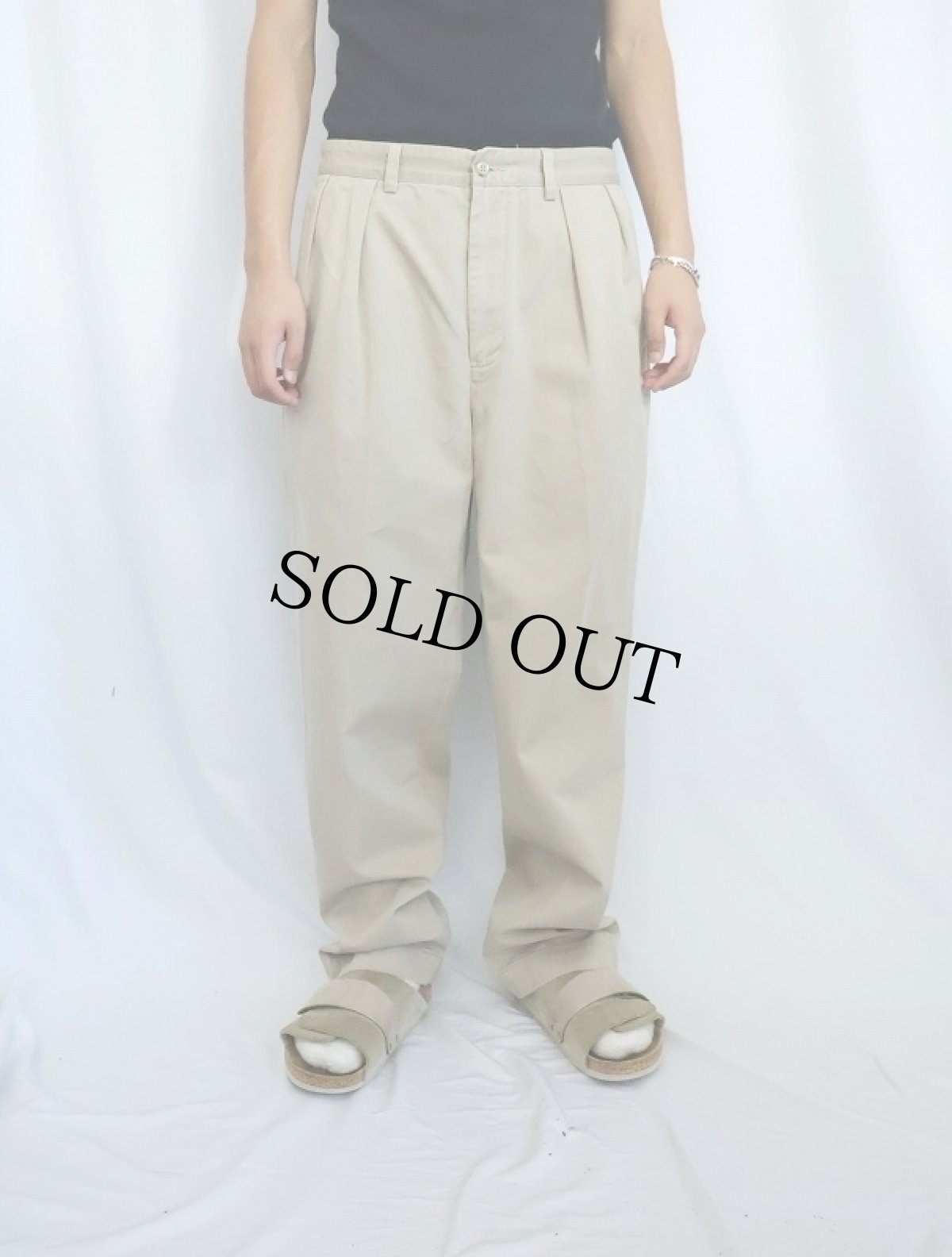 画像2: POLO Ralph Lauren "POLO CHINO" 2タック コットンチノトラウザーズ W33 (2)