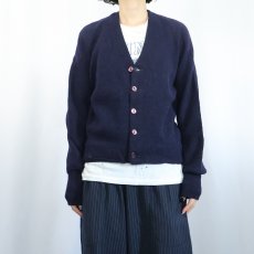 画像2: 60's LORD JEFF USA製 アルパカニットカーディガン NAVY M (2)