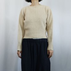 画像2: 〜60's GLENMAR リブ編み ボートネック ウールニットセーター (2)