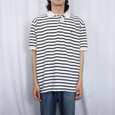 画像2: POLO Ralph Lauren ロゴ刺繡 ボーダー柄 パイルポロシャツ L (2)