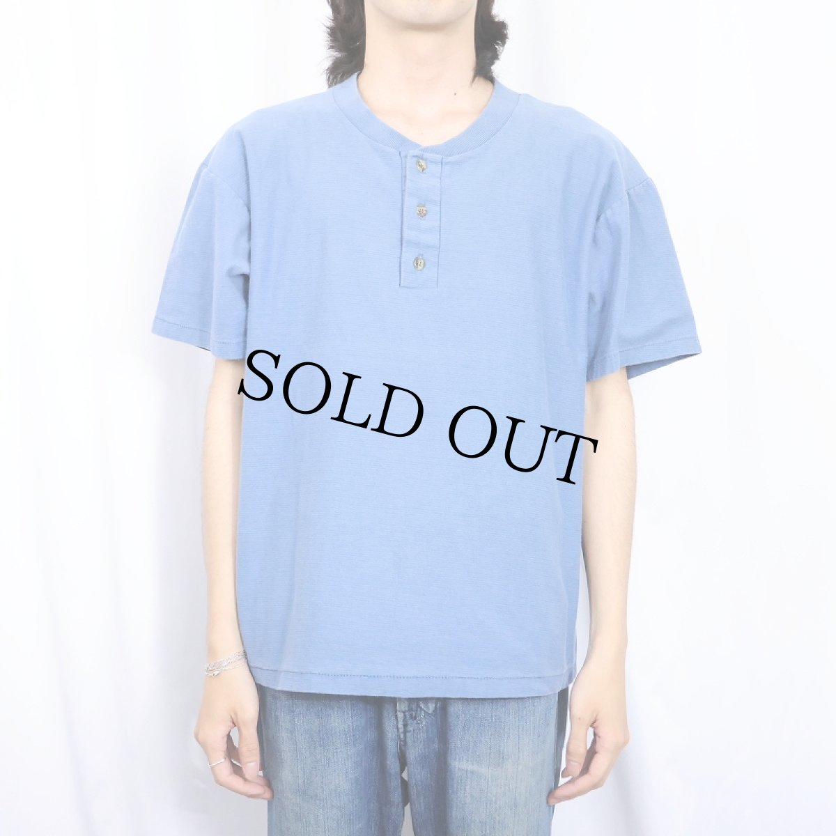 画像2: 90's ONEITA USA製 ヘンリーネックTシャツ L (2)