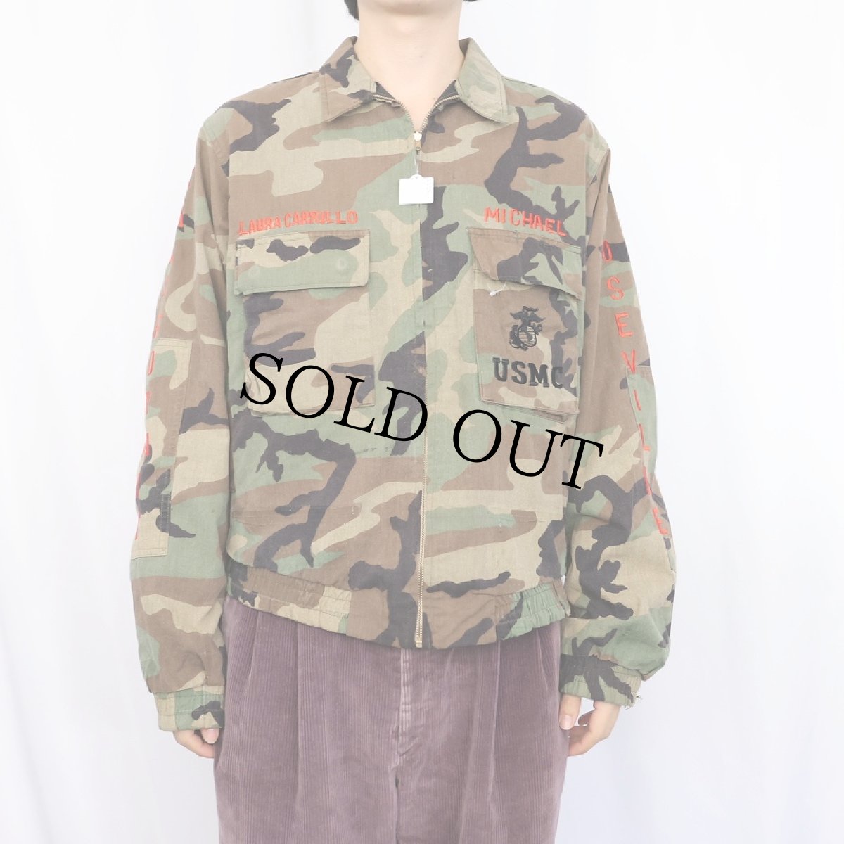 画像3: 80's U.S.M.C. "MARINE BARRACKS COMPANY B WARRIORS" ウッドランドカモ柄 スーベニアジャケット (3)