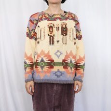 画像2: 80〜90's POLO COUNTRY Ralph Lauren 民族柄 コットンニットセーター L (2)