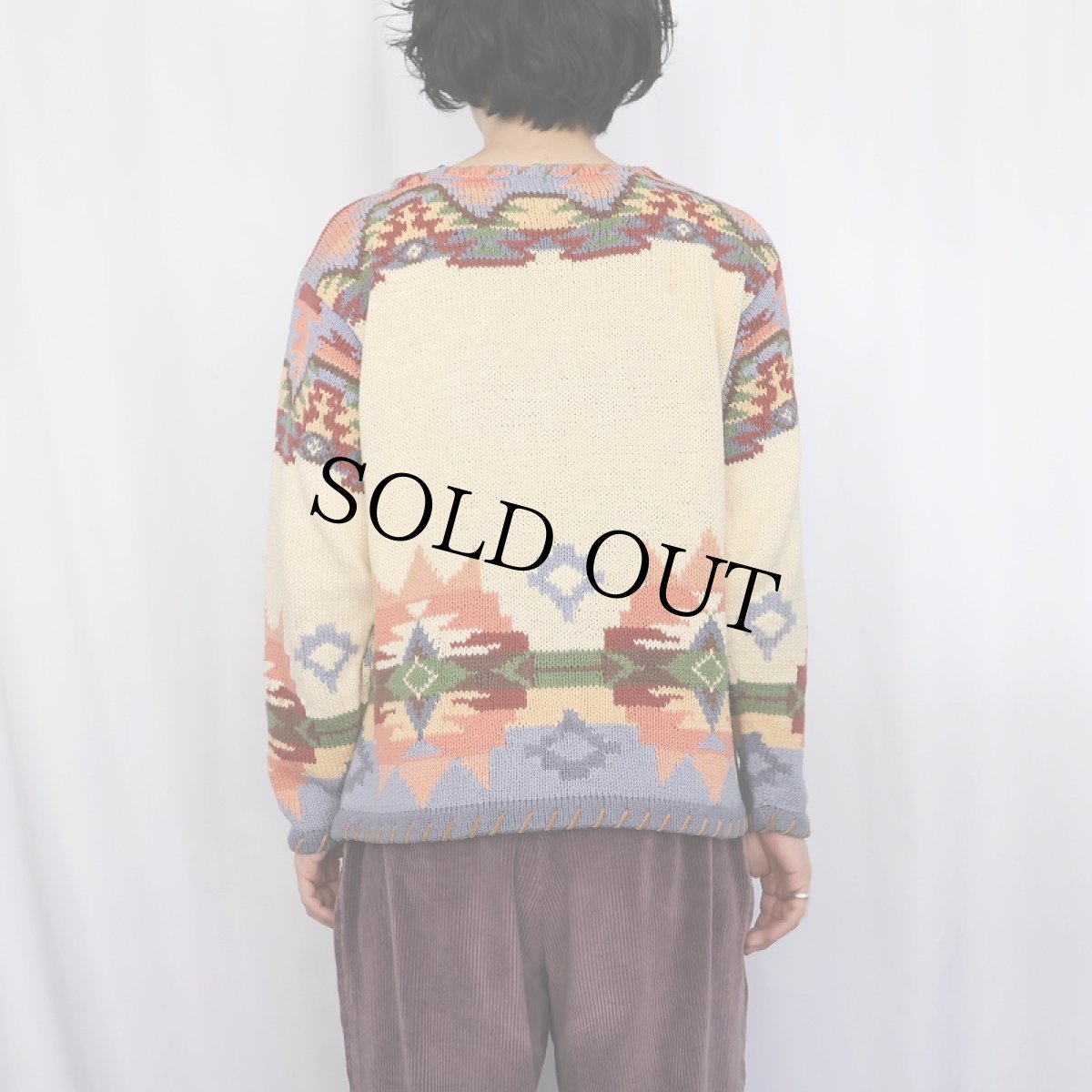 画像3: 80〜90's POLO COUNTRY Ralph Lauren 民族柄 コットンニットセーター L (3)