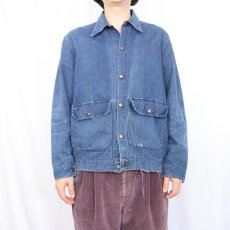 画像2: 〜70's UNKNOWN 裏ネル デニムカバーオール (2)
