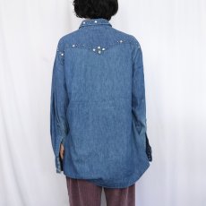 画像3: 70's Lee USA製 スタッズカスタム デニムウエスタンシャツ (3)
