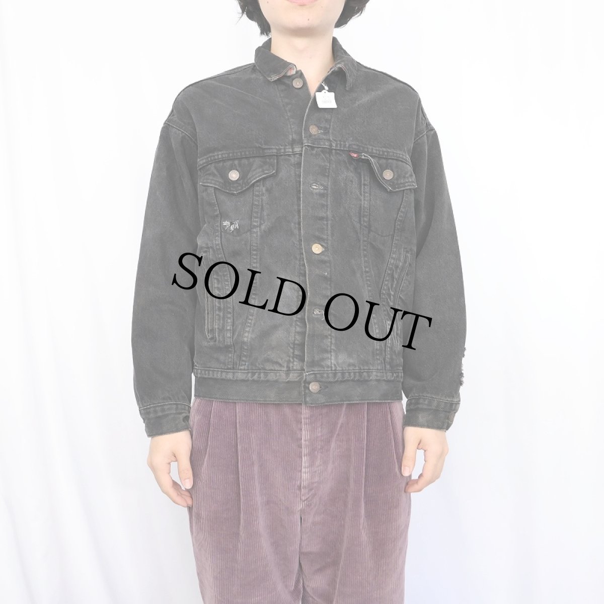 画像2: 80〜90's Levi's ブランケットライナー ブラックデニムジャケット (2)