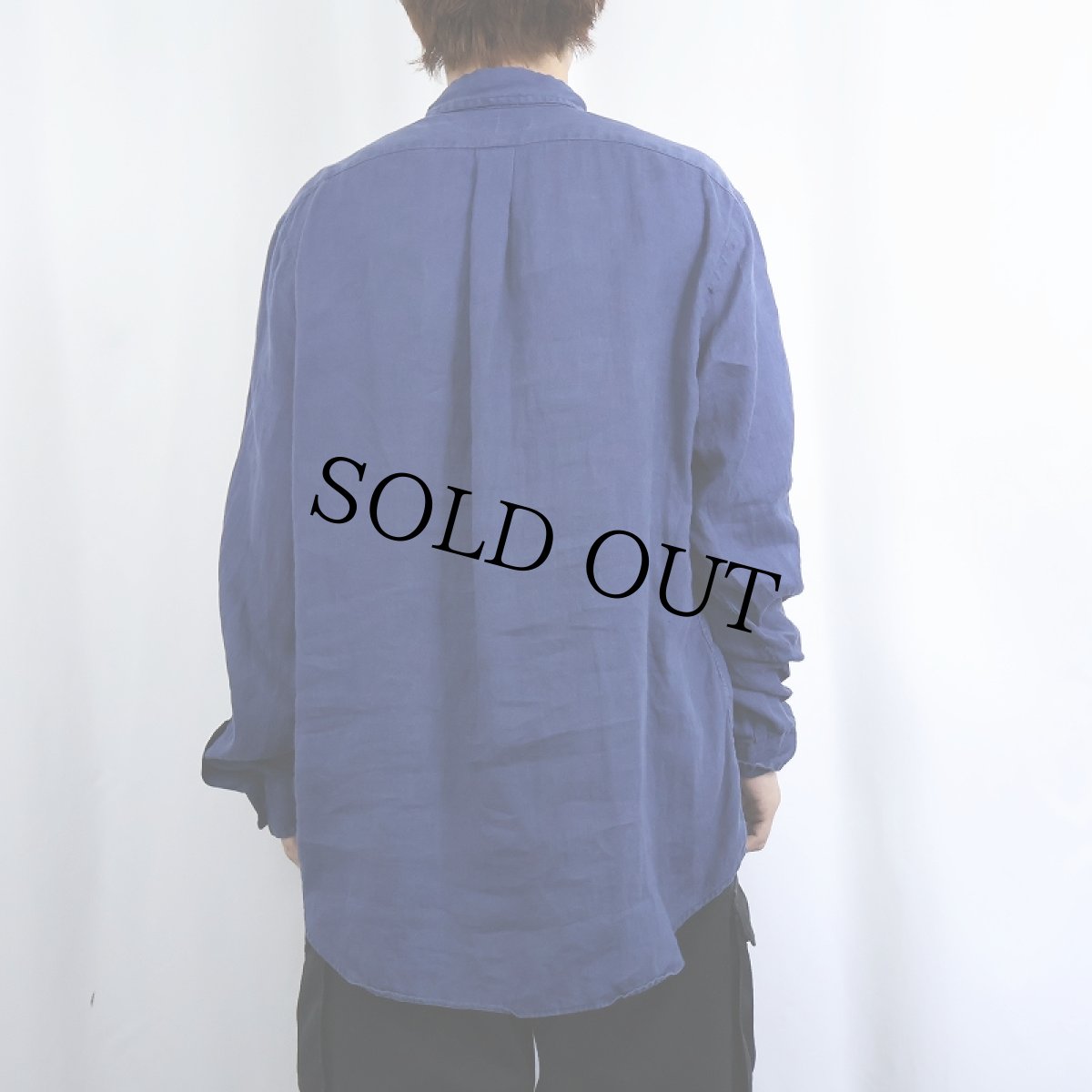 画像3: POLO Ralph Lauren ロゴ刺繍 リネンボタンダウンシャツ L (3)