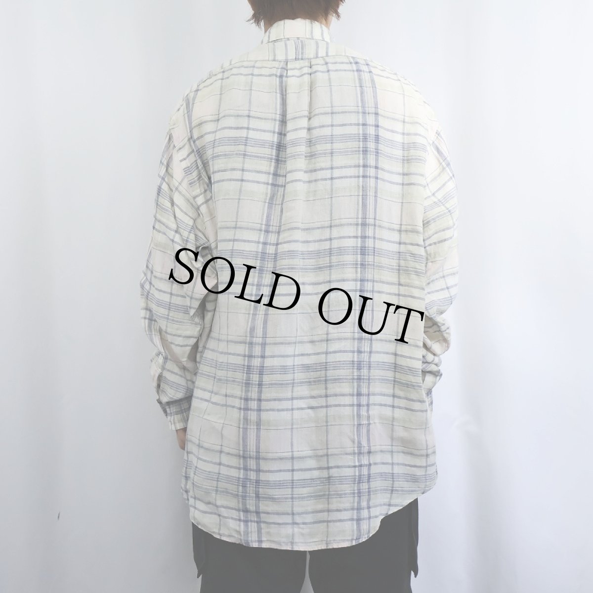 画像3: 90's POLO Ralph Lauren チェック柄 リネンボタンダウンシャツ XL (3)