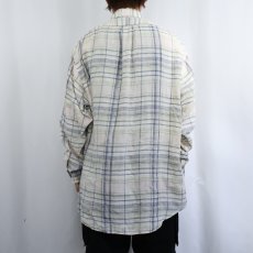 画像3: 90's POLO Ralph Lauren チェック柄 リネンボタンダウンシャツ XL (3)